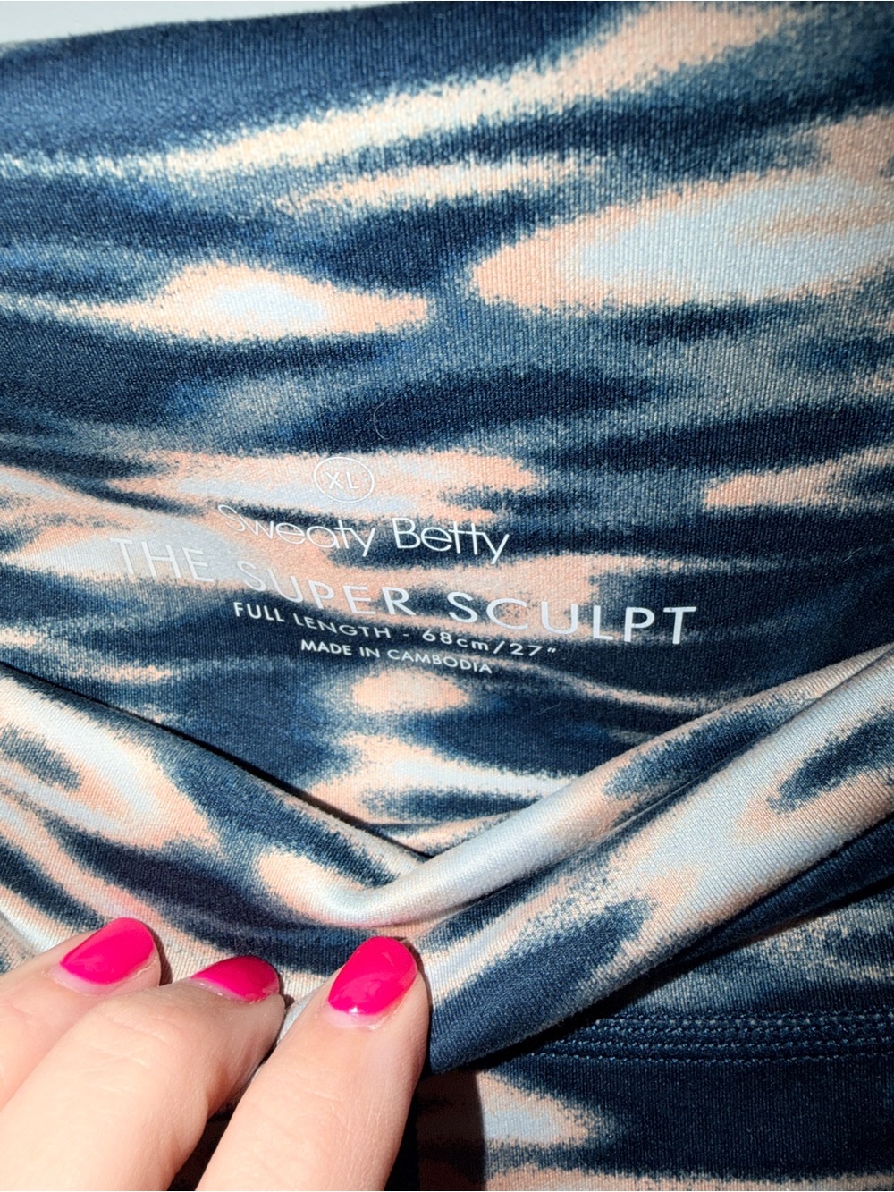 Sweaty Betty Sculpt Yoga Leggings 7/8 Length Stellar Blue Water Print, Size XL - Picture 12 of 12